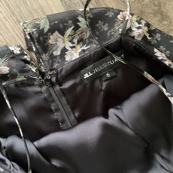 Jill Jill Stuart Black Floral Printed Kiera Ruffle Gown Sleeveless Square Neck 6 - Picture 7 of 9